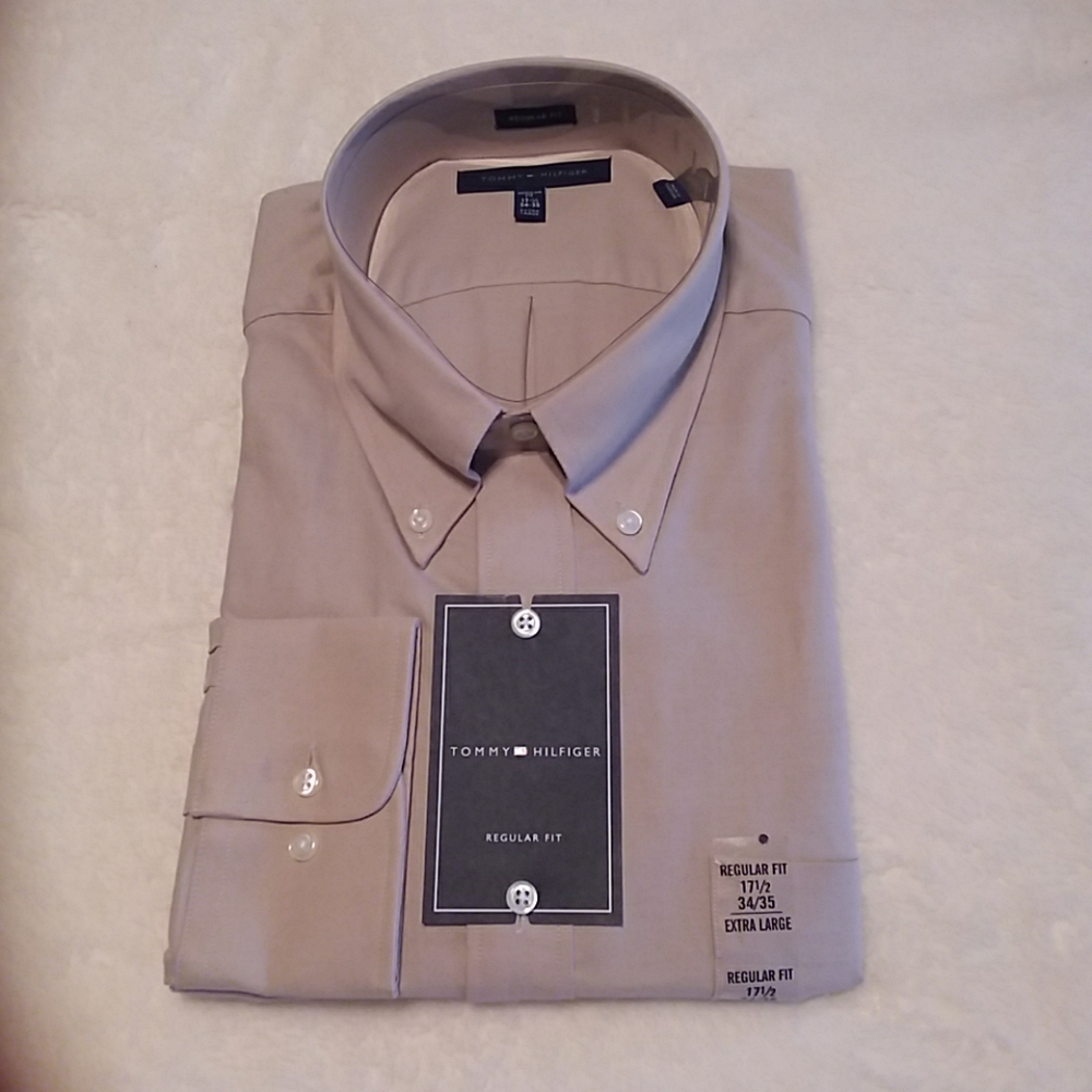 Men's Tommy Hilfiger tan dress shirt
